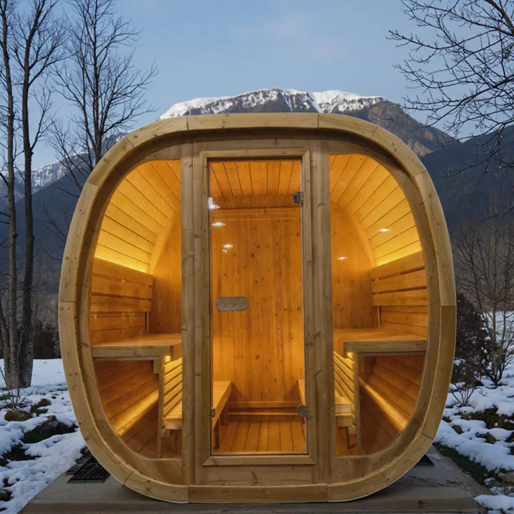 4-person Brown Square Outdoor Sauna HELIUS
