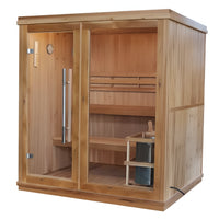 Traditional Home Sauna Built for Daily Wellness, 6.0kW Harvia Heater, Double Bench Design, 4-Person Capacity