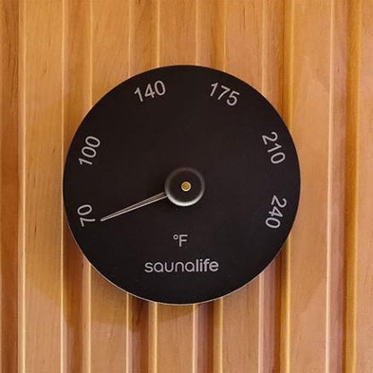 SaunaLife Wooden 1-Gallon Sauna Bucket, Wood Ladle, Thermometer, Hygrometer, Black