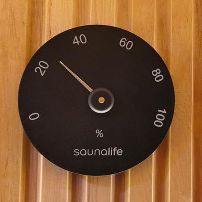 SaunaLife Wooden 1-Gallon Sauna Bucket, Wood Ladle, Thermometer, Hygrometer, Black